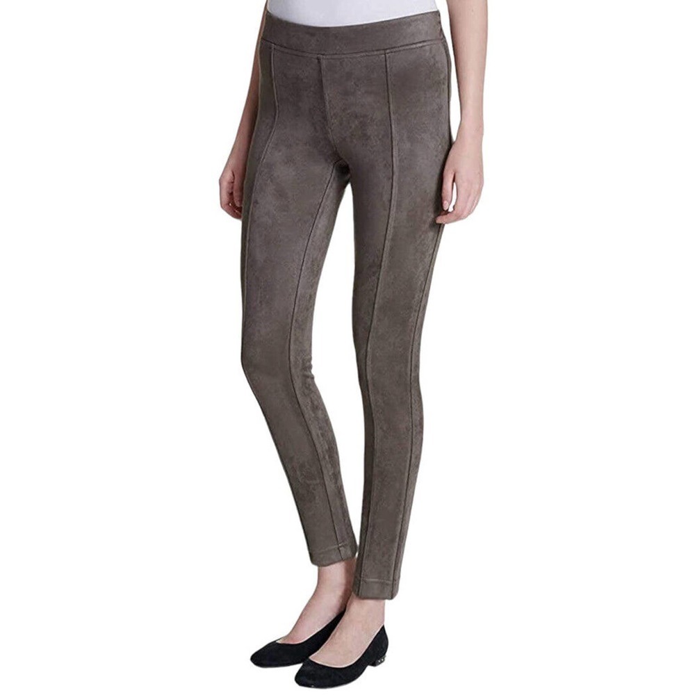 Andrew Marc Women's Super Soft Stretch Faux Suede Pull On Pants Taupe Medium
